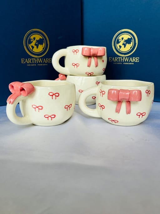 Pink Bow Style Tea Cups ( Single Piece