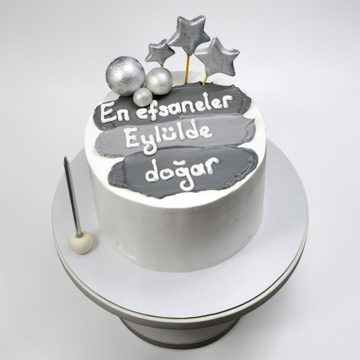 Sleek Silver & Grey "Legends" Milestone Cake