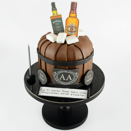 Premium Whiskey Barrel & Liquor Bottle Cake
