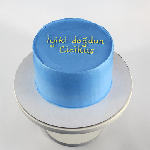 Minimalist Blue "Sweet Bird" Birthday Cake