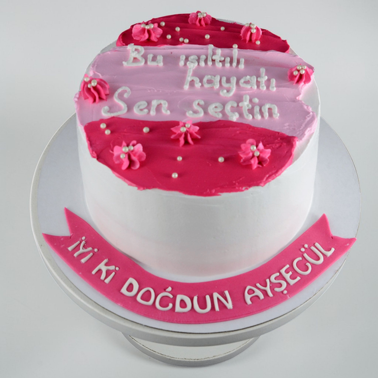 Humorous Pink Minimalist Palette Knife Cake - Image 1