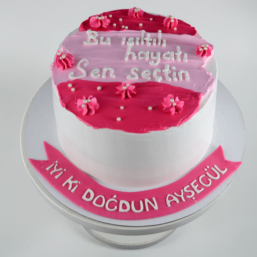 Humorous Pink Minimalist Palette Knife Cake