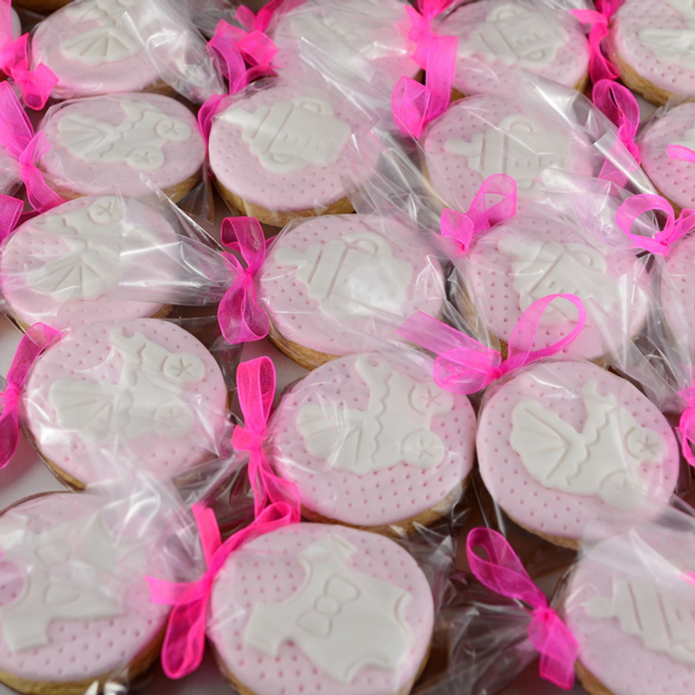 Elegant Pink Baby Shower Fondant Cookies (Individually Wrapped) - Image 1