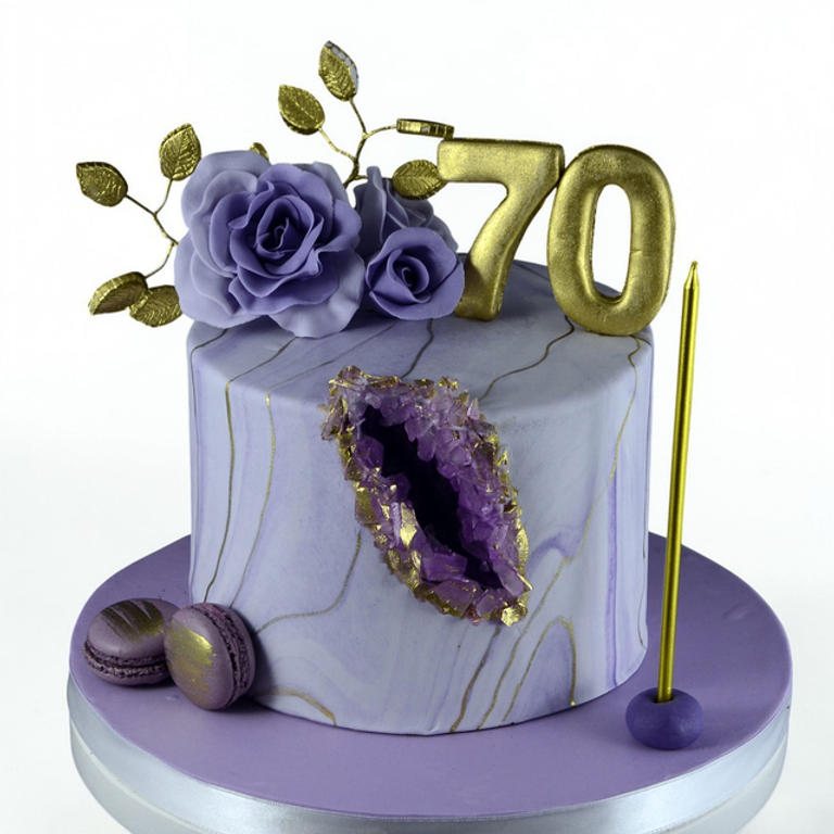 Elegant Amethyst Geode 70th Birthday Cake - Image 2