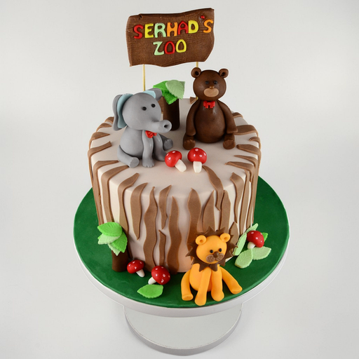 Custom 3D Safari Zoo Kids Birthday Cake