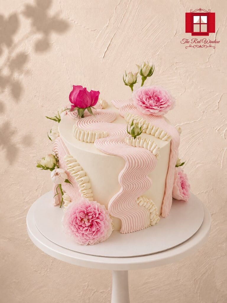 Pink Wavy Lambeth Cake - Image 1