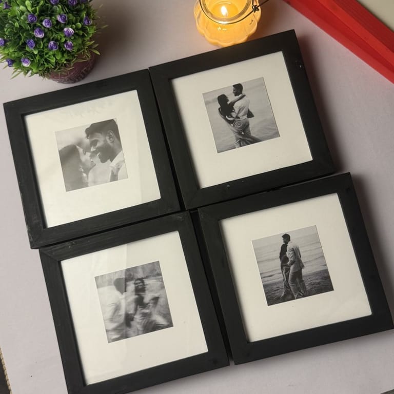 Memories in Four: Black Wooden Square Frames (4Pcs Set) - Image 2
