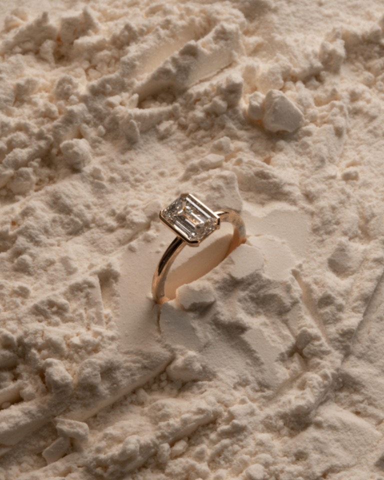 Emerald Cut Rimmed Ring