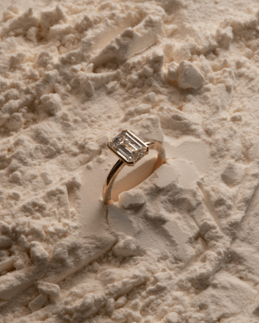 Emerald Cut Rimmed Ring