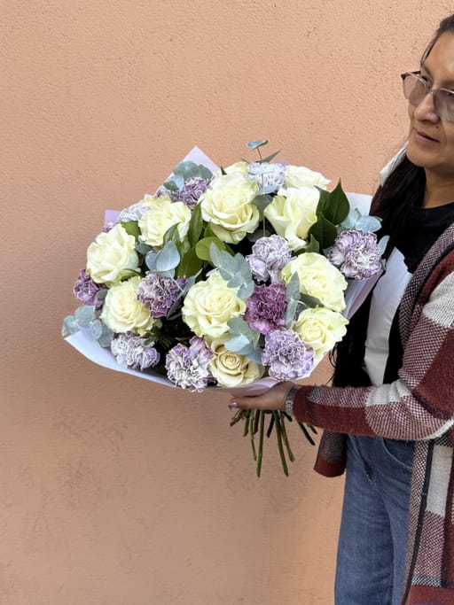 White roses and lavender