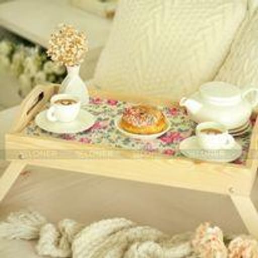 Wooden Foldable Tray Table (Pink Floral)