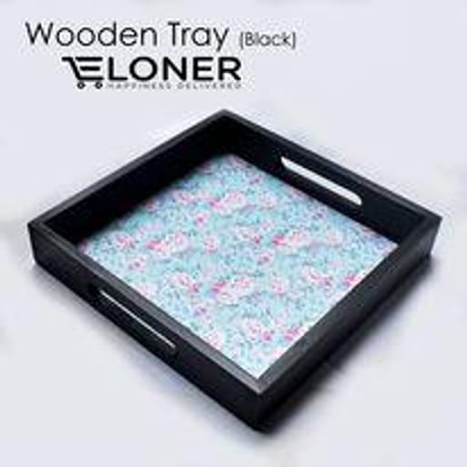 Wooden Serving Tray (Square Black)