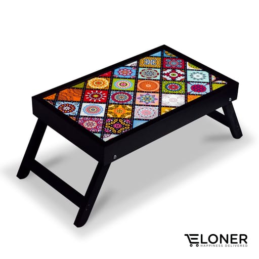 Wooden Foldable Table C Mandala (Black Color)