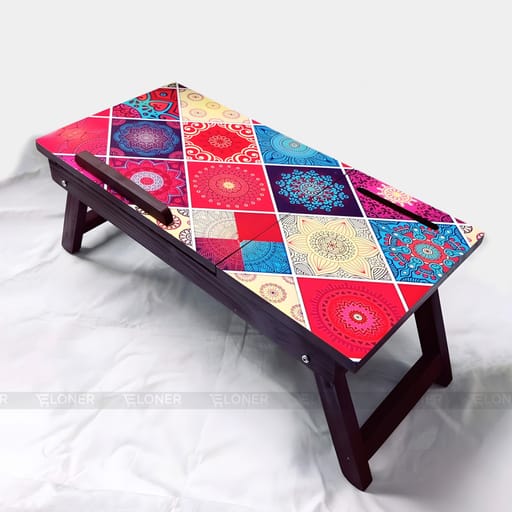 Foldable Laptop Table (Brown Orange Mandala)