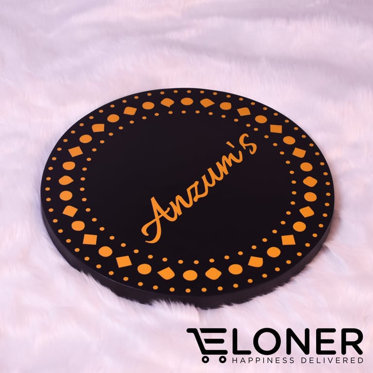 Wooden Nameplate (3D - Circle Decorated Custom) - Image 1