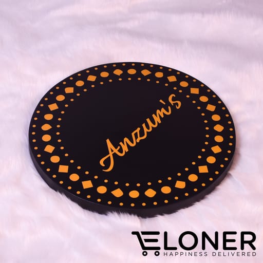 Wooden Nameplate (3D - Circle Decorated Custom)