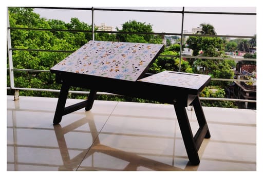 Foldable Laptop Table (Black White Floral)