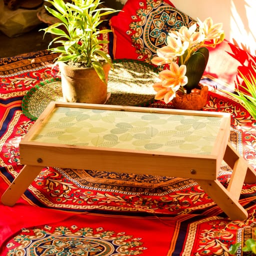 Wooden Foldable Table Green Leaf (Woody Color)