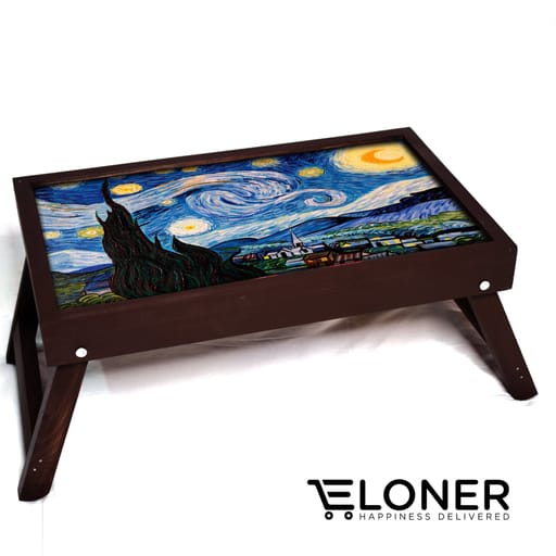 Wooden Foldable Table Brown (Starry Night)