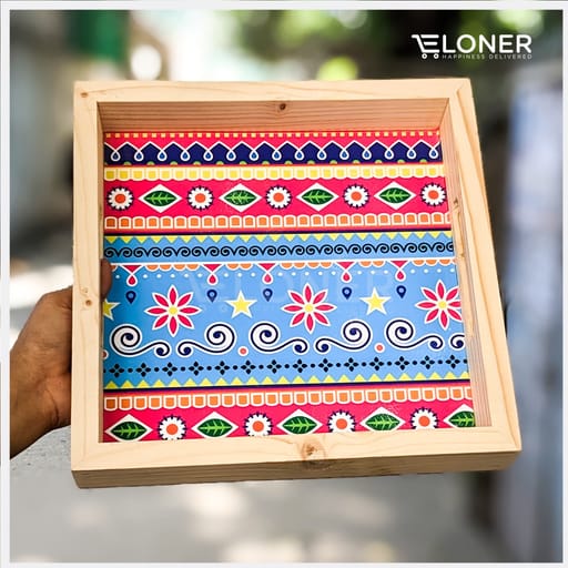 Wooden Tray | Square | 10 Inches | Mandala