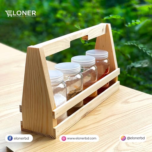 Wooden Spice Jar Rack