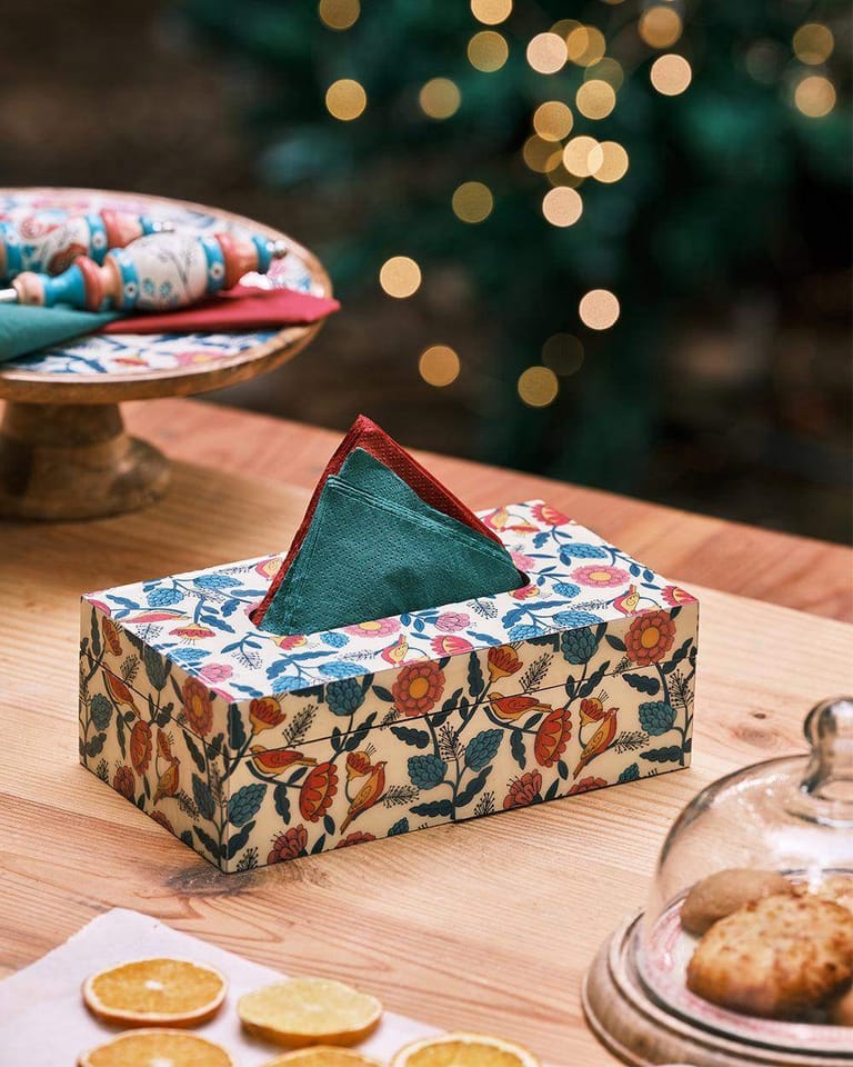 Floral Country Wooden Tissue Box - Image 1
