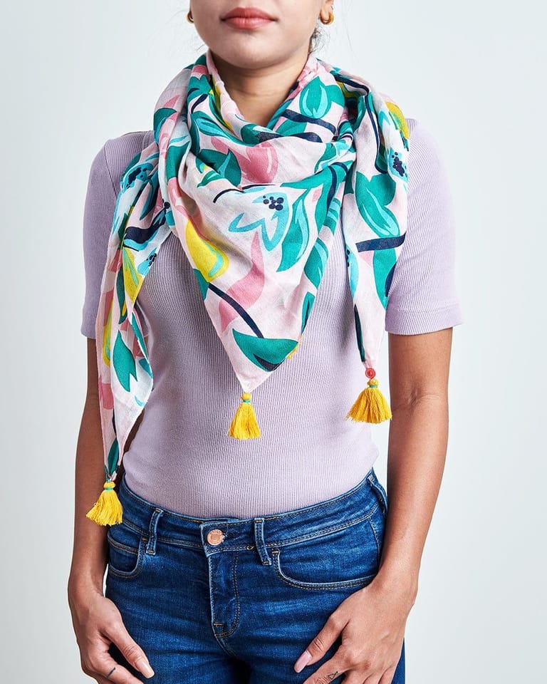 Peach Grove Printed Square Scarf - Image 1
