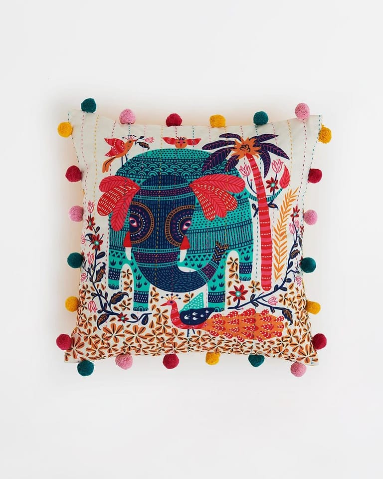 Galle Elephant Gondh Cushion Cover - Image 2