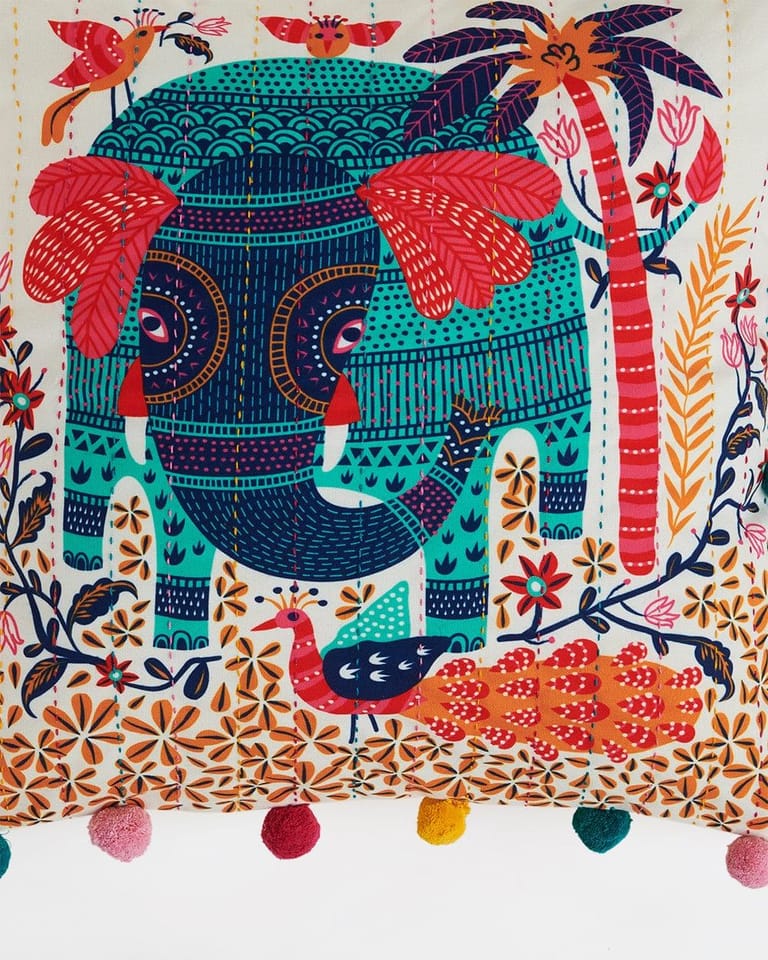 Galle Elephant Gondh Cushion Cover - Image 3