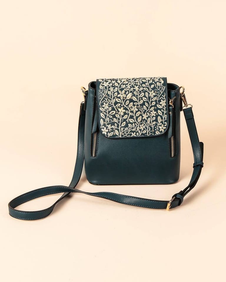 Forest Flowers Embroidered Sling Bag - Image 1