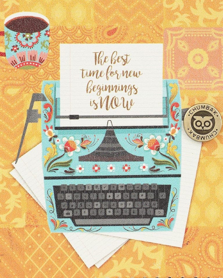 Floral Typewriter Yellow Snap Wallet - Image 2