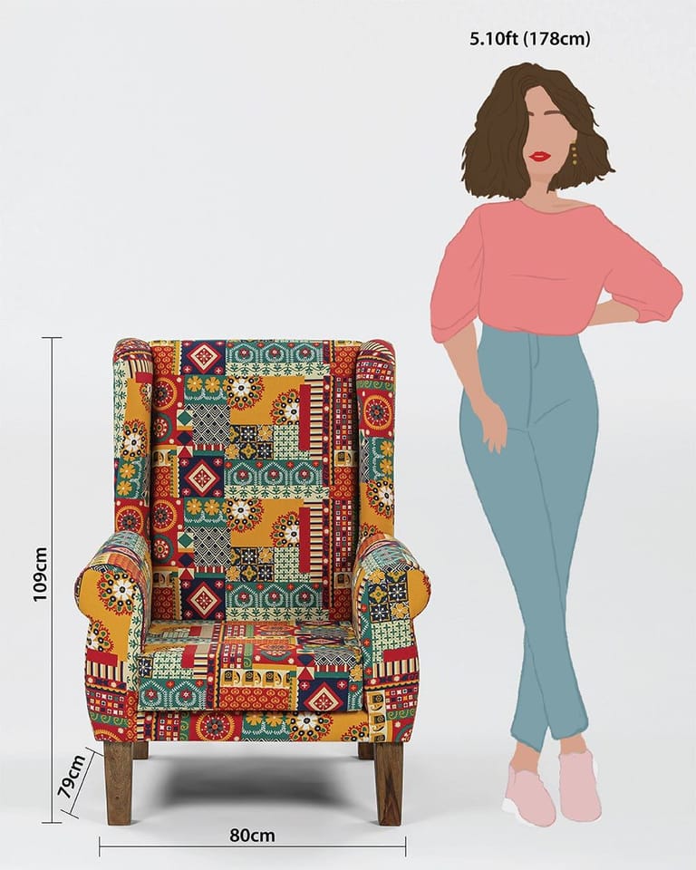 Begum Wing Chair - Printed - Image 7