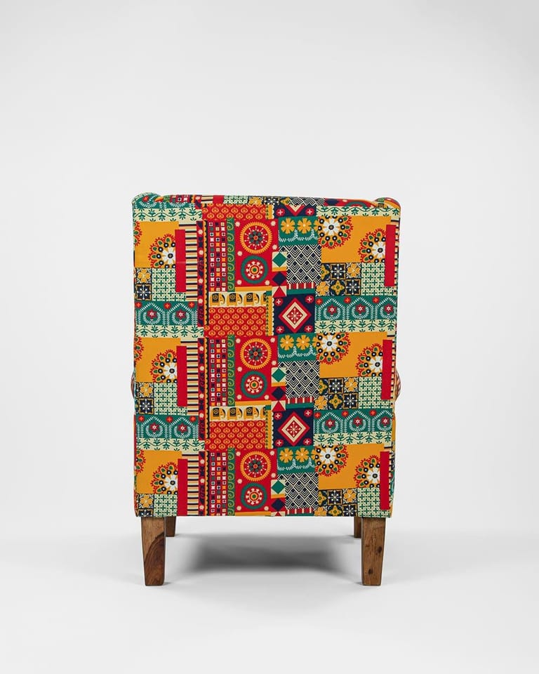Begum Wing Chair - Floral Swirls - Image 6