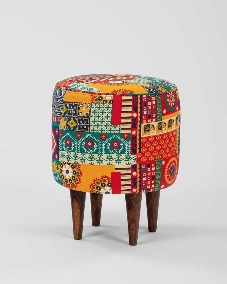 French Pouffe - Floral Swirls - Image 3