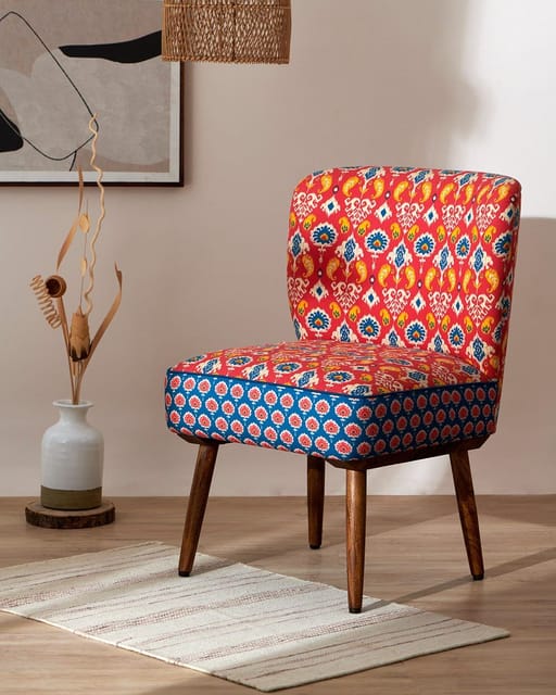 Vanity Chair- Red & Blue Ikkat