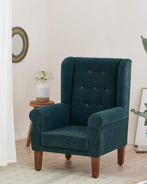 Begum Velvet Wing Chair - Dark Green