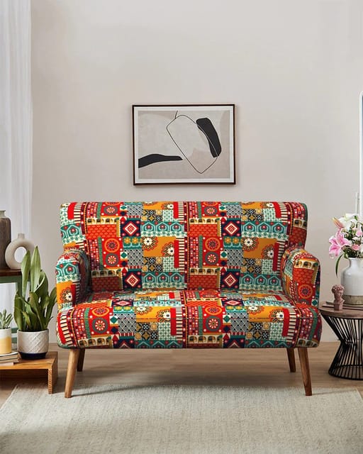 Jodhpur Love Seat - Floral Swirls Red