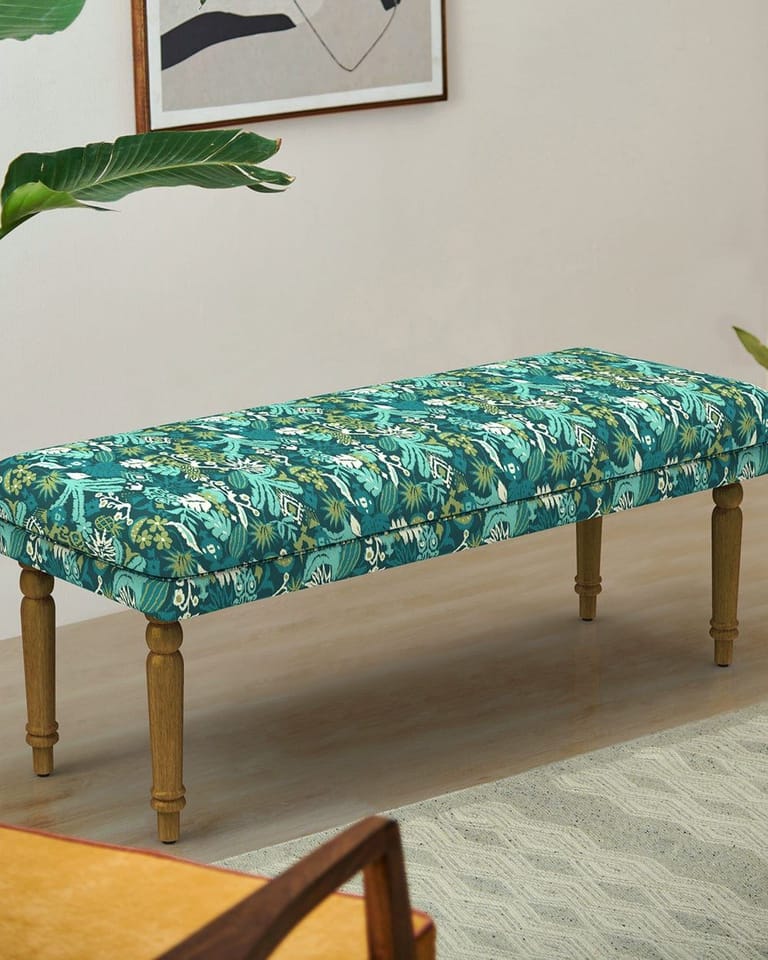 Nawaab Bench - Tropical Ikkat Green - Image 1