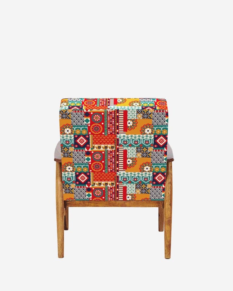 Memsaab Arm Chair - Floral Swirls Red - Image 5