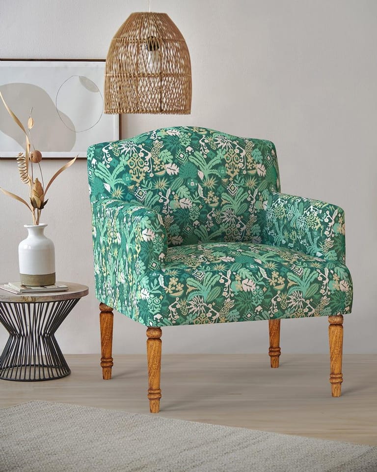 Nawaab Arm Chair - Tropical Ikkat Green - Image 1