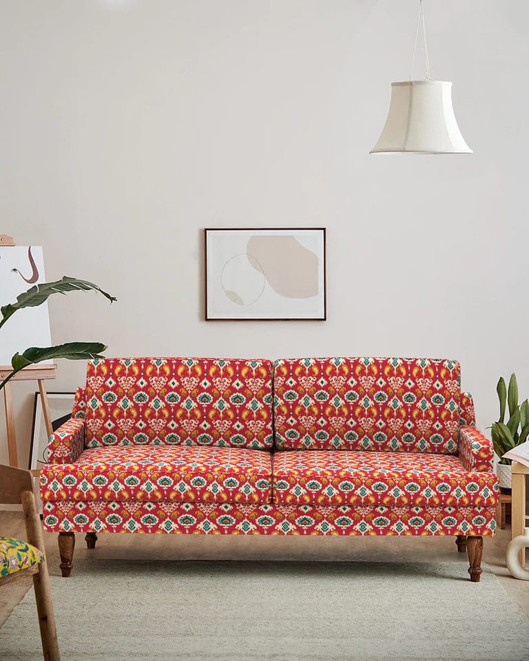 Nawab Couch - Red Ikkat - Image 1