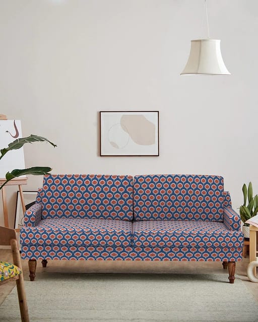 Nawab Couch - Blue Ikkat
