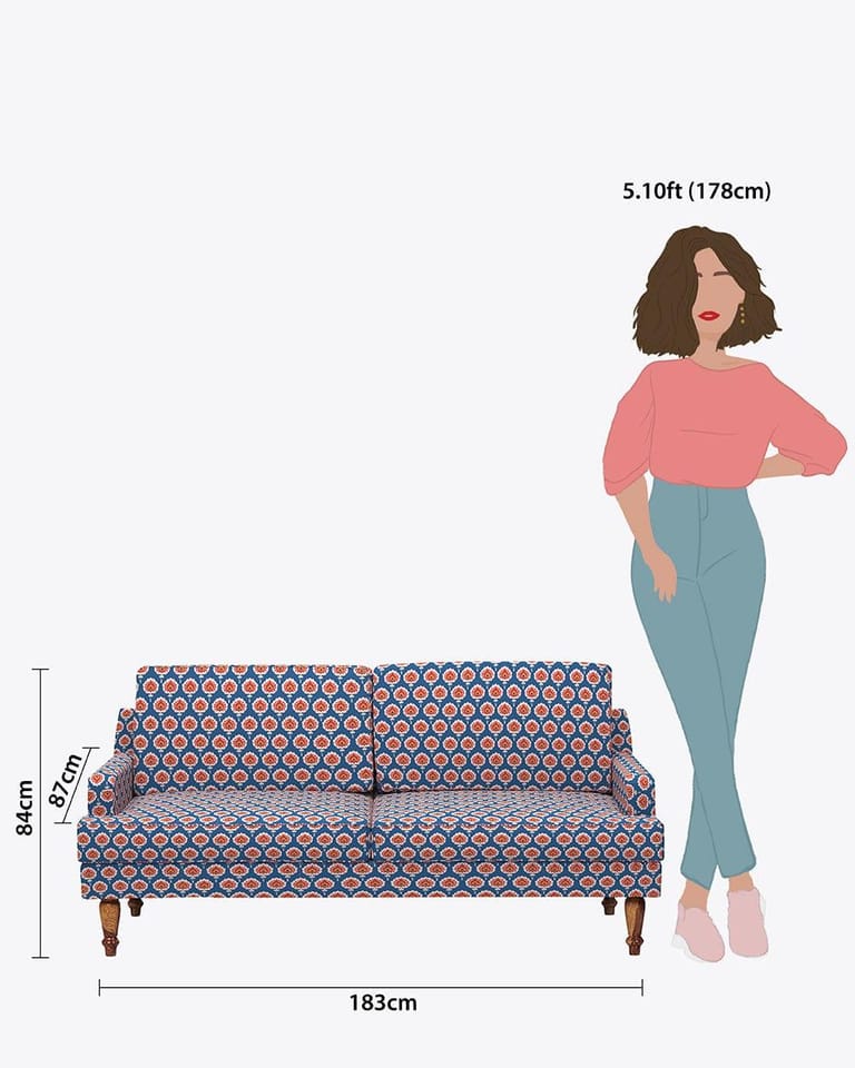 Nawab Couch - Blue Ikkat - Image 6