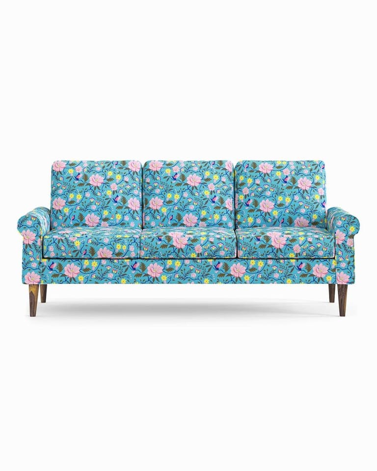Colonial 3 Seater Couch Spring Bloom Teal - Image 2
