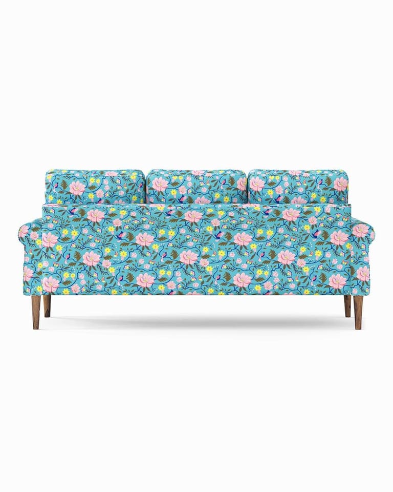 Colonial 3 Seater Couch Spring Bloom Teal - Image 3