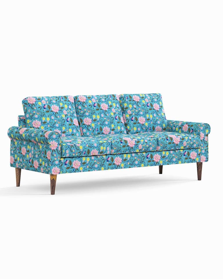Colonial 3 Seater Couch Spring Bloom Teal - Image 5