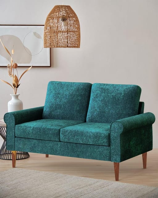 Colonial 2 Seater Green Velvet Couch