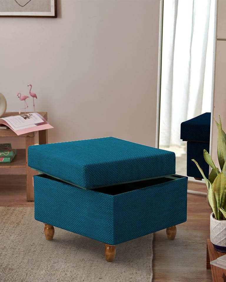 Modern Trunk Storage Ottoman Blue - Image 1