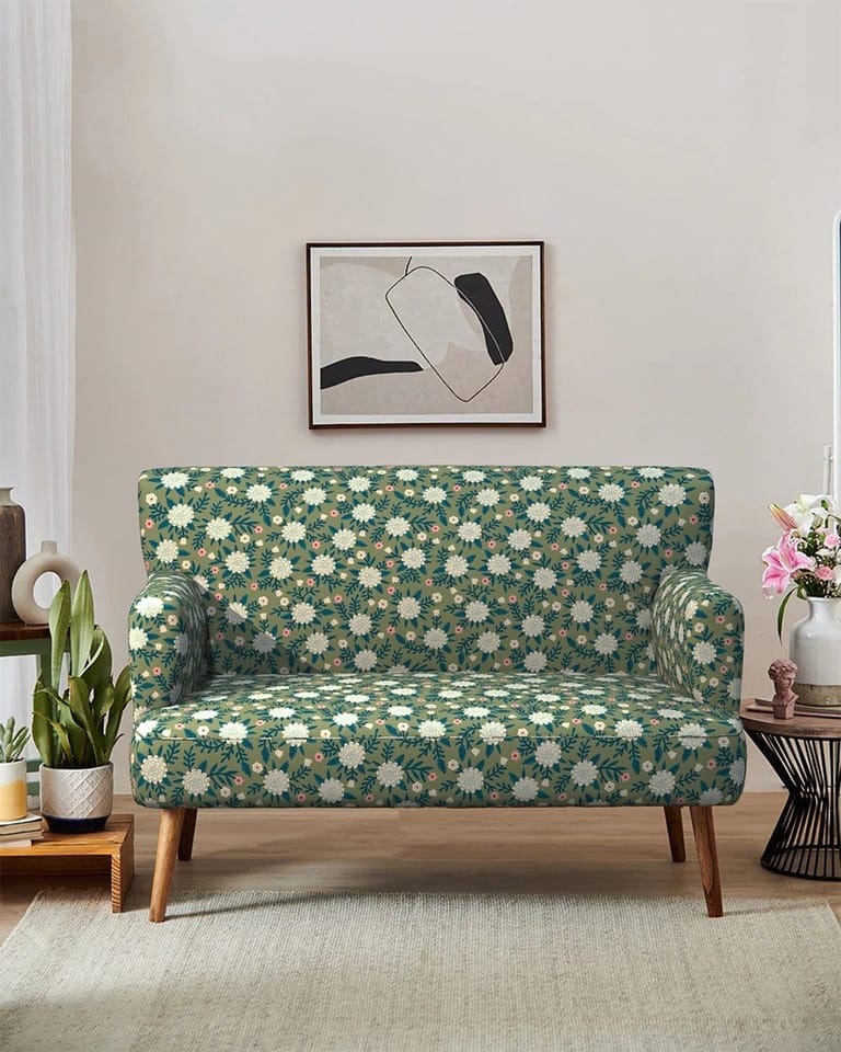 Jodhpur Love Seat - Marigold Green - Image 1