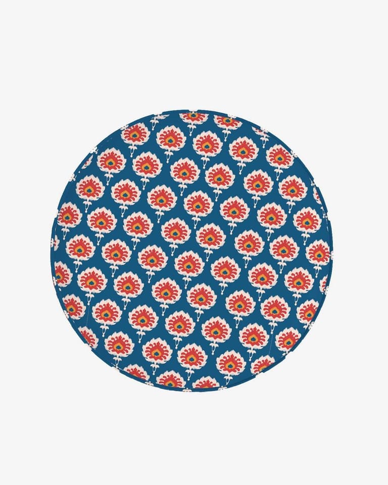 English Cafe Stool - Blue Ikkat - Image 4